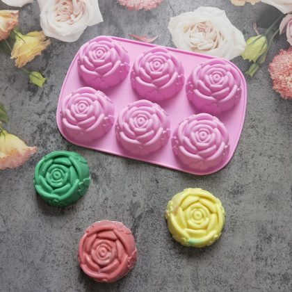 3D Silicone 6 Holes Flower Rose Ice Mold Chocolate Mold